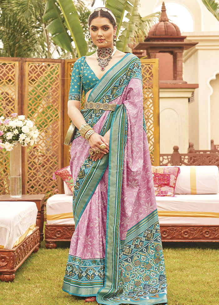 Pink Dupion Silk Saree With Blouse Piece