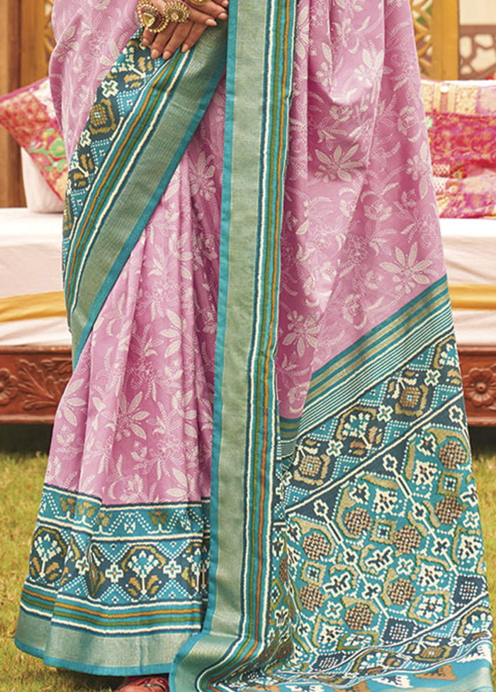 Pink Dupion Silk Saree With Blouse Piece