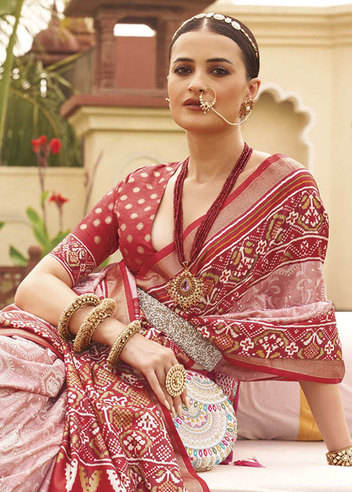 Red Dupion Silk Saree With Blouse Piece