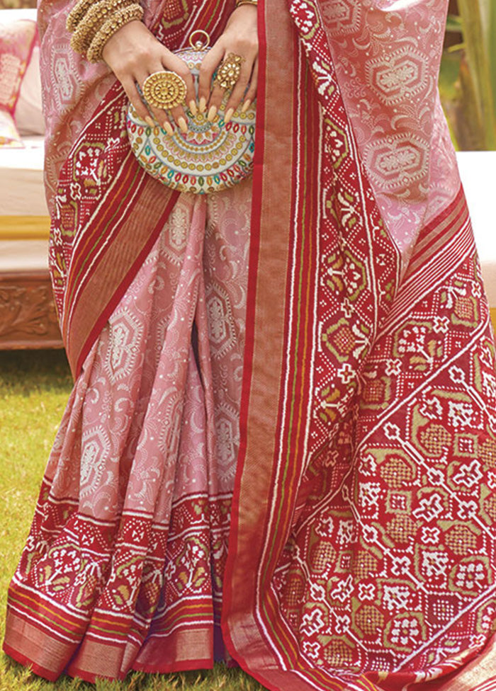 Red Dupion Silk Saree With Blouse Piece