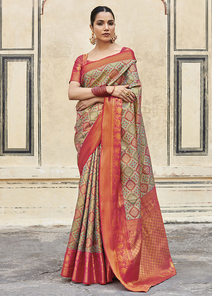 Orange Dupion Silk Saree With Blouse Piece