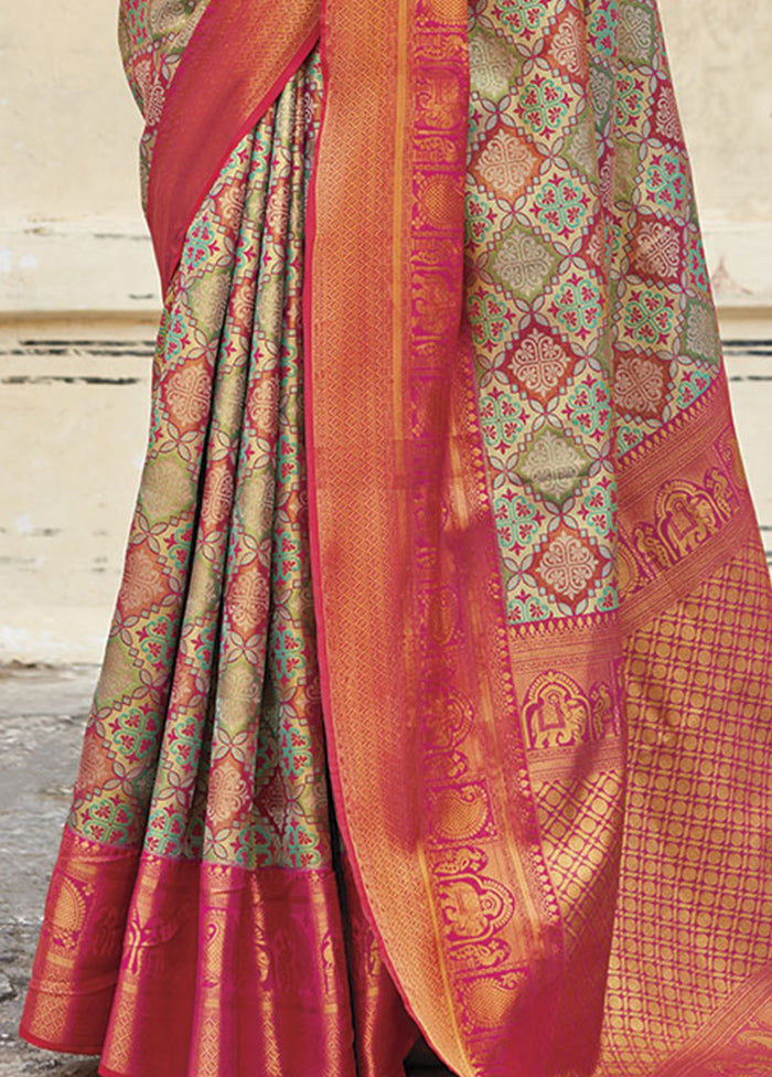 Orange Dupion Silk Saree With Blouse Piece