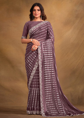 Lavender Georgette Saree With Blouse Piece