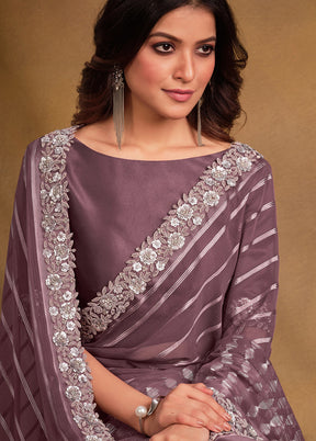 Lavender Georgette Saree With Blouse Piece