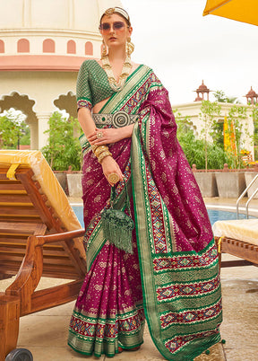 Purple Dupion Silk Saree With Blouse Piece