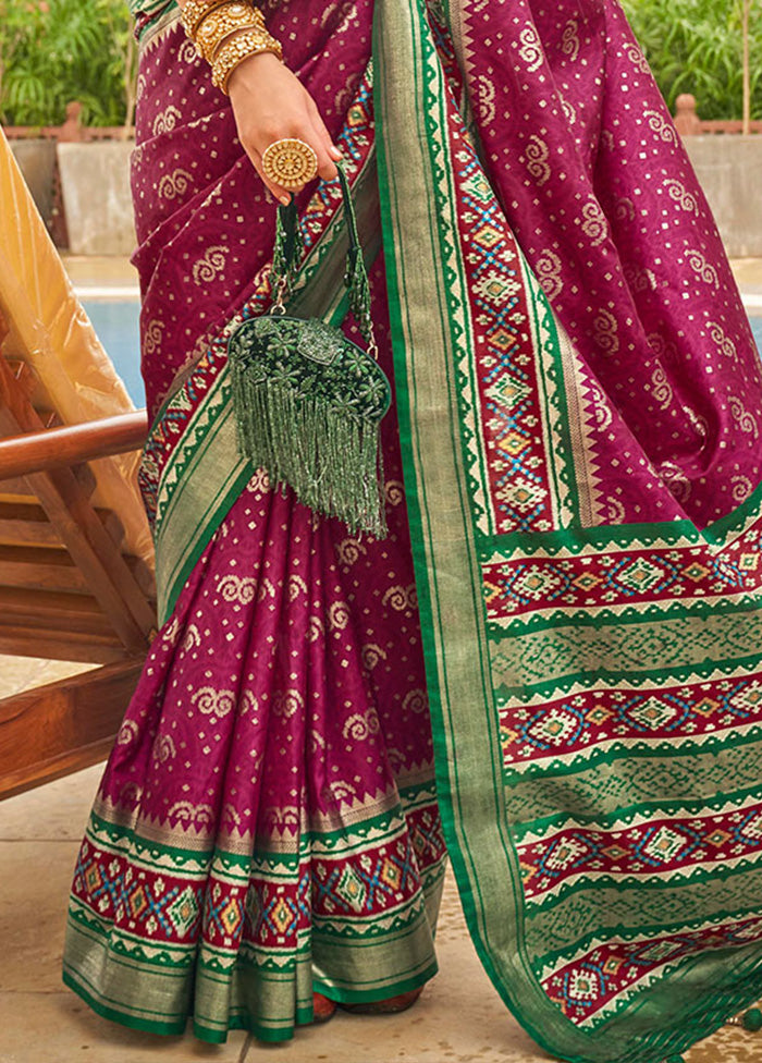 Purple Dupion Silk Saree With Blouse Piece