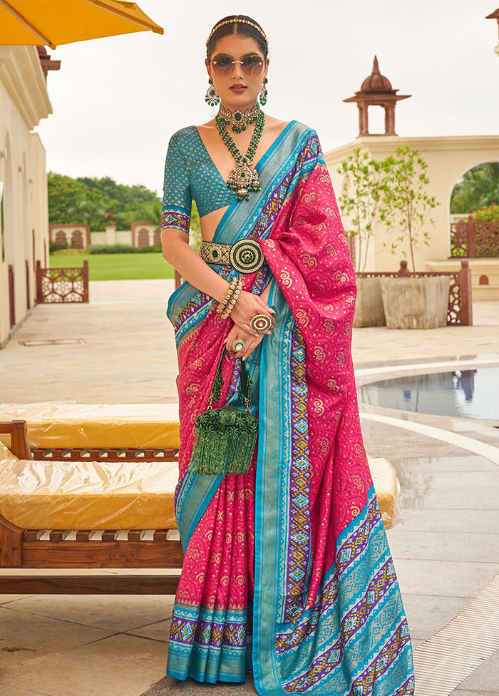 Pink Dupion Silk Saree With Blouse Piece