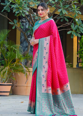 Pink Dupion Silk Saree With Blouse Piece