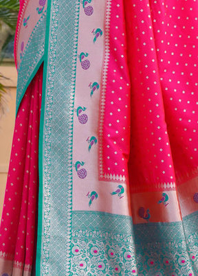 Pink Dupion Silk Saree With Blouse Piece