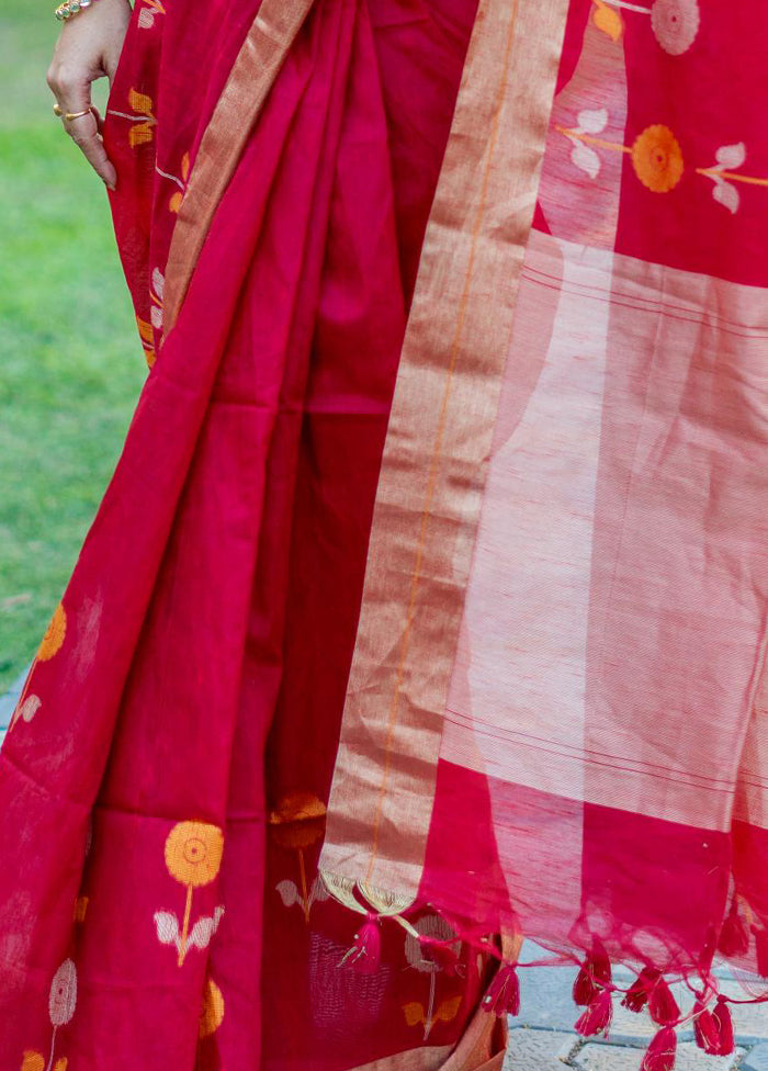 Maroon Silk Saree With Blouse Piece