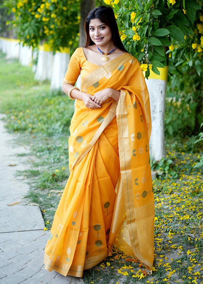 Mustard Silk Saree With Blouse Piece