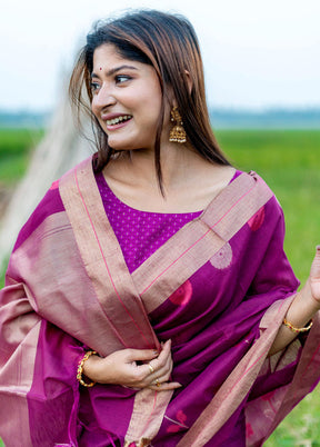 Purple Silk Saree With Blouse Piece