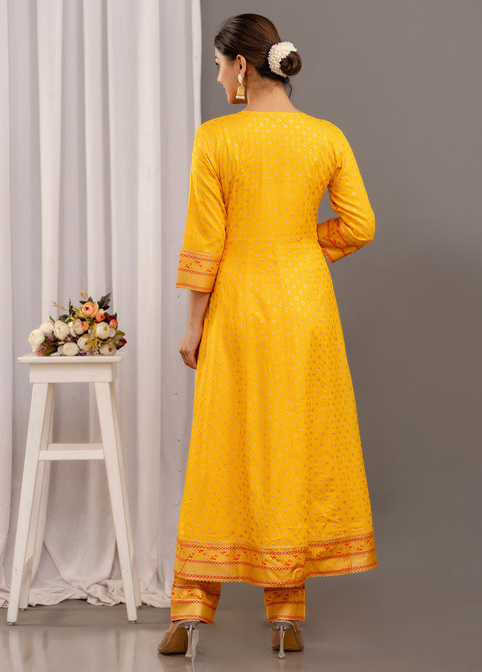 3 Pc Yellow Readymade Rayon Suit Set