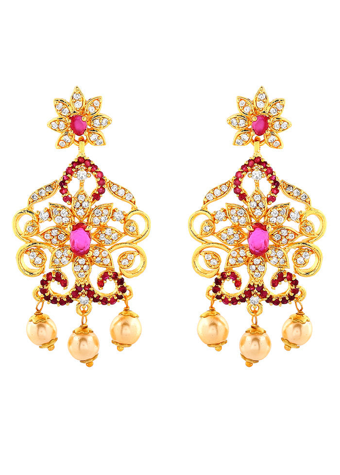 Gold Plated CZ Charming Drop Earrings