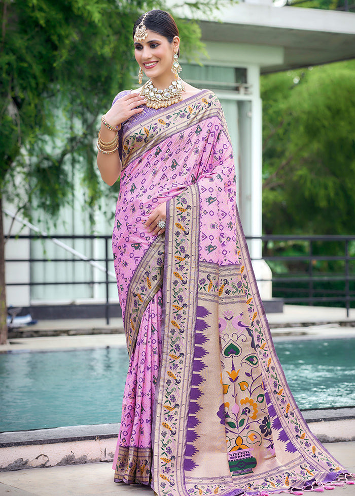 Baby Pink Dupion Silk Saree With Blouse Piece