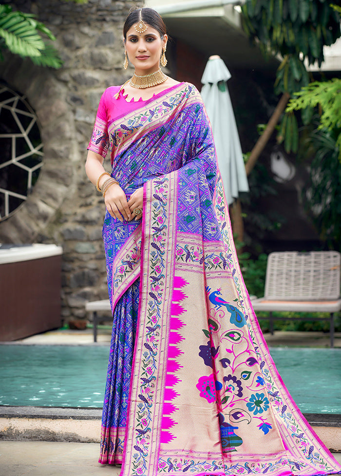 Purple Dupion Silk Saree With Blouse Piece