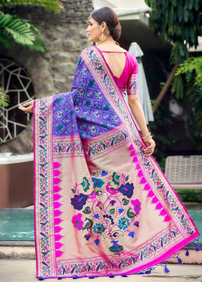 Purple Dupion Silk Saree With Blouse Piece