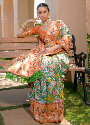 Mehendi Dupion Silk Saree With Blouse Piece