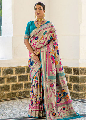 Rama Dupion Silk Saree With Blouse Piece