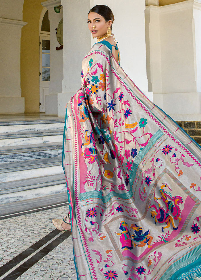 Rama Dupion Silk Saree With Blouse Piece