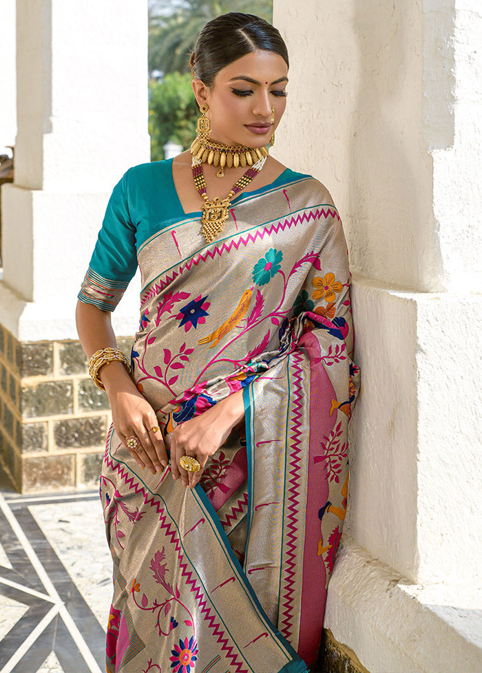 Rama Dupion Silk Saree With Blouse Piece