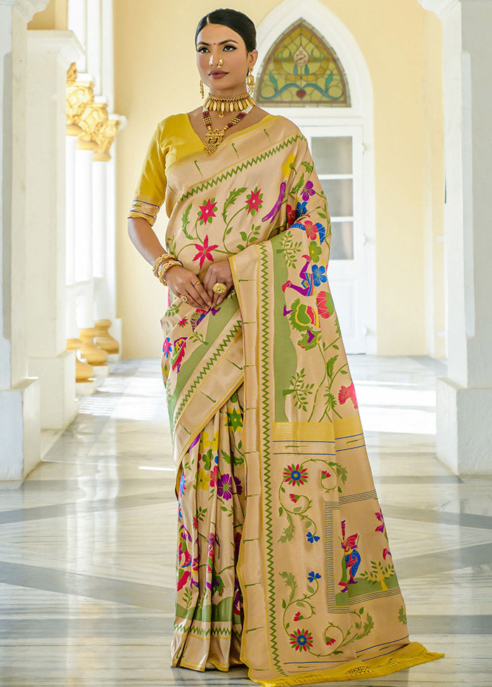 Yellow Dupion Silk Saree With Blouse Piece