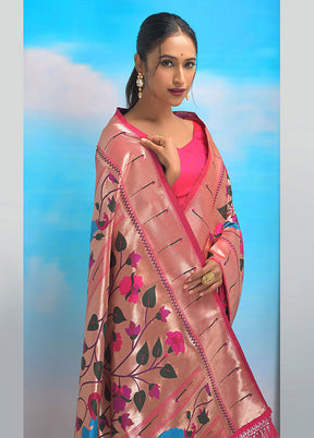 Pink Spun Silk Saree With Blouse Piece