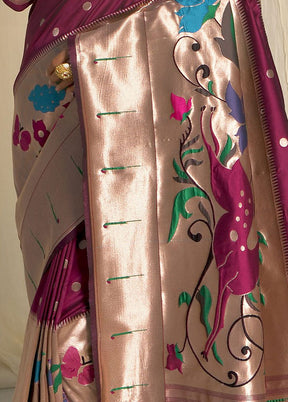 Wine Spun Silk Saree With Blouse Piece