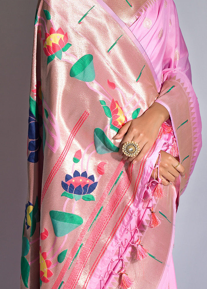 Baby Pink Dupion Silk Saree With Blouse Piece