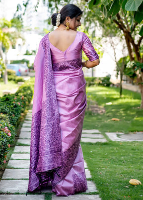 Purple Dupion Silk Saree With Blouse Piece