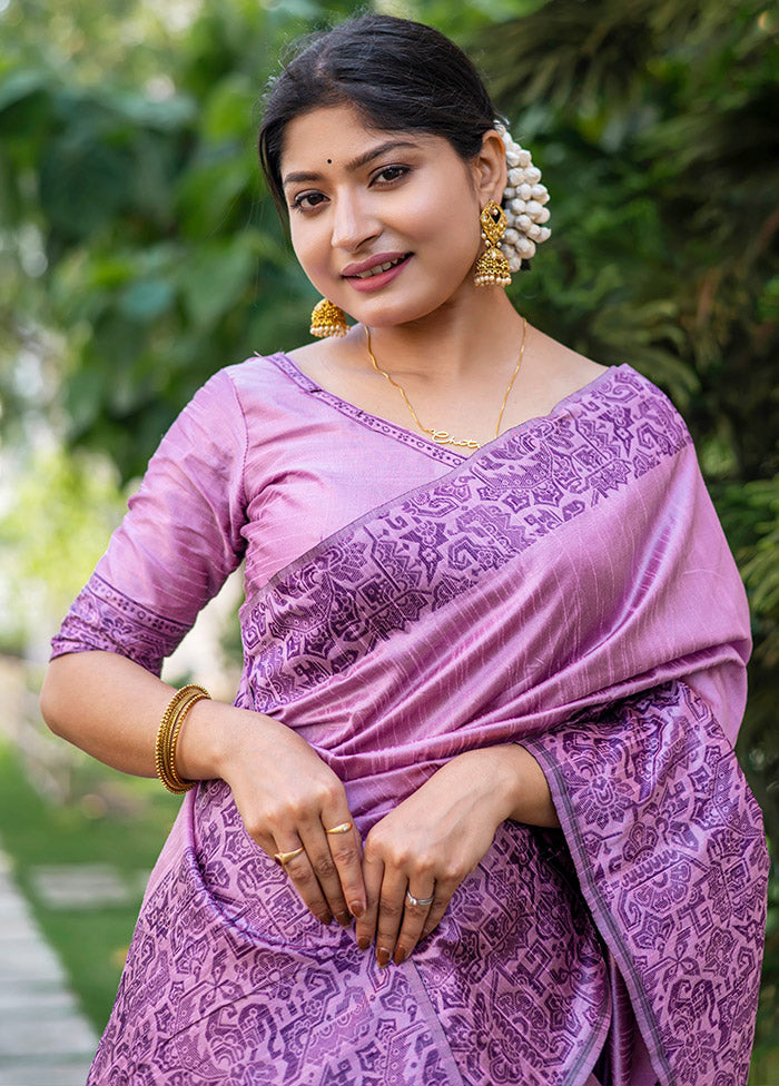 Purple Dupion Silk Saree With Blouse Piece