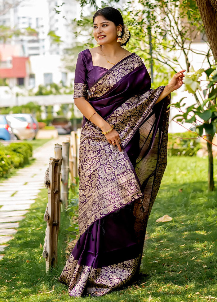 Wine Dupion Silk Saree With Blouse Piece