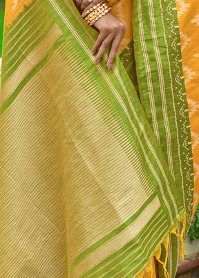 Yellow Dupion Silk Saree With Blouse Piece