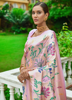 Baby Pink Dupion Silk Saree With Blouse Piece