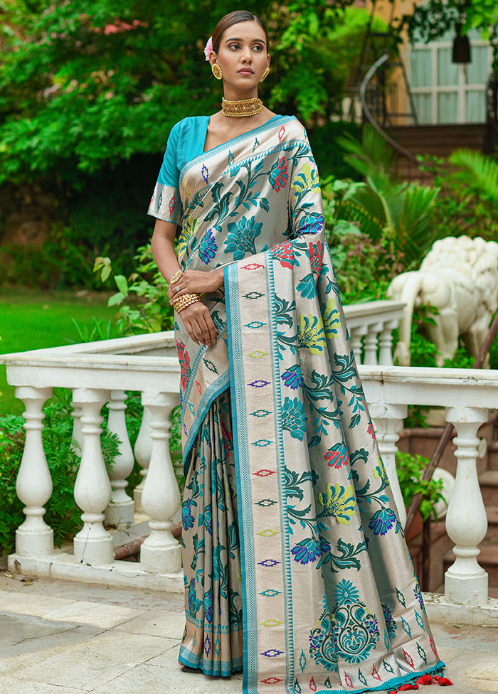 Rama Dupion Silk Saree With Blouse Piece