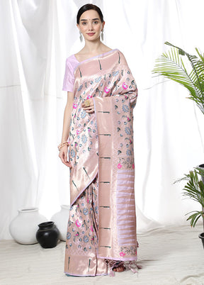 Purple Dupion Silk Saree With Blouse Piece