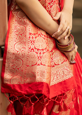 Red Silk Saree With Blouse Piece