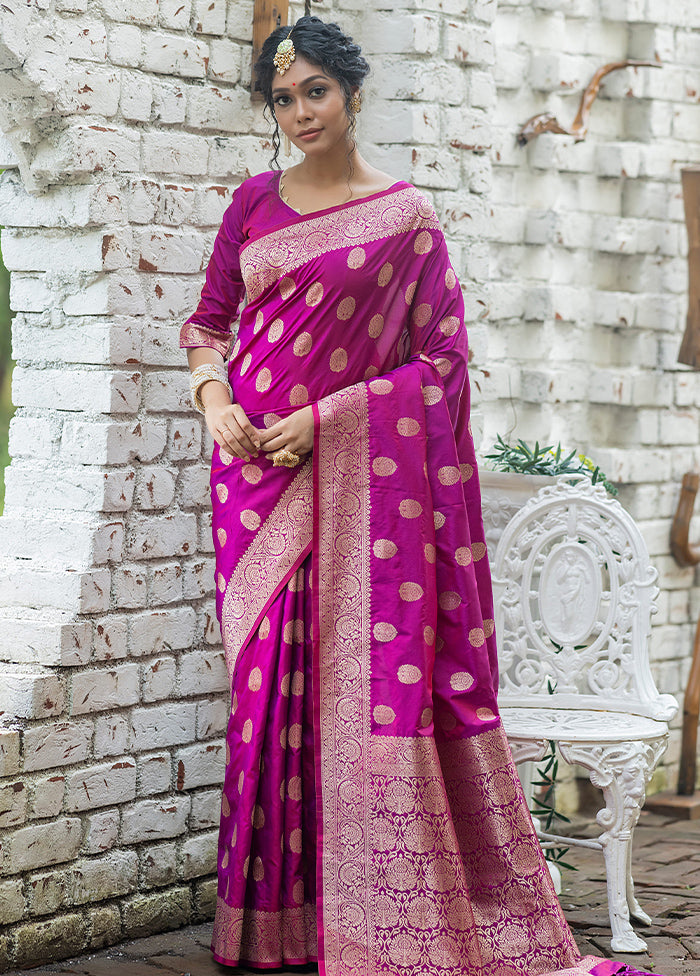 Wine Silk Saree With Blouse Piece