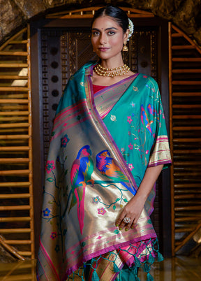 Rama Dupion Silk Saree With Blouse Piece