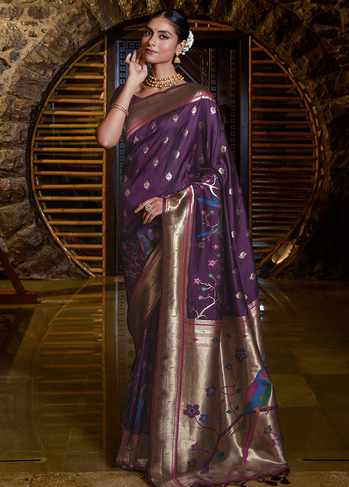 Wine Dupion Silk Saree With Blouse Piece