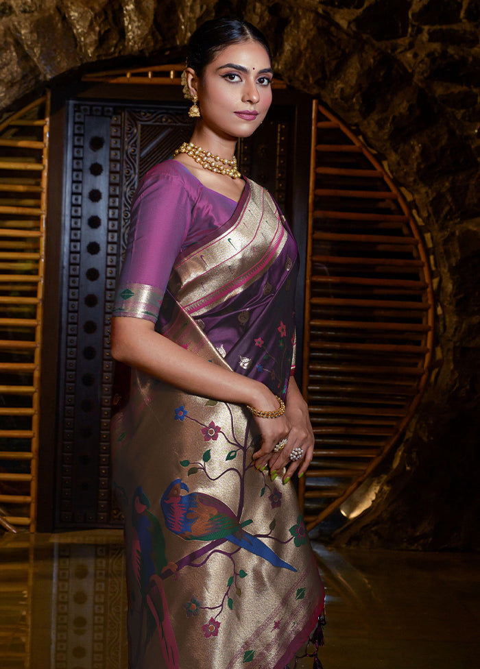 Wine Dupion Silk Saree With Blouse Piece