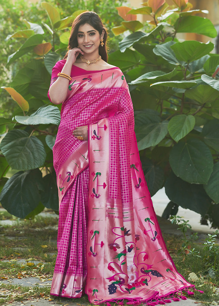 Pink Spun Silk Saree With Blouse Piece