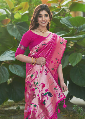 Pink Spun Silk Saree With Blouse Piece