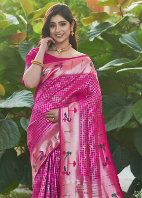 Pink Spun Silk Saree With Blouse Piece