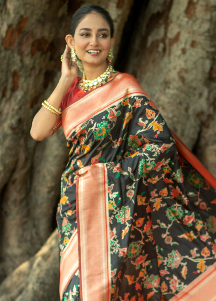 Black Dupion Silk Saree With Blouse Piece