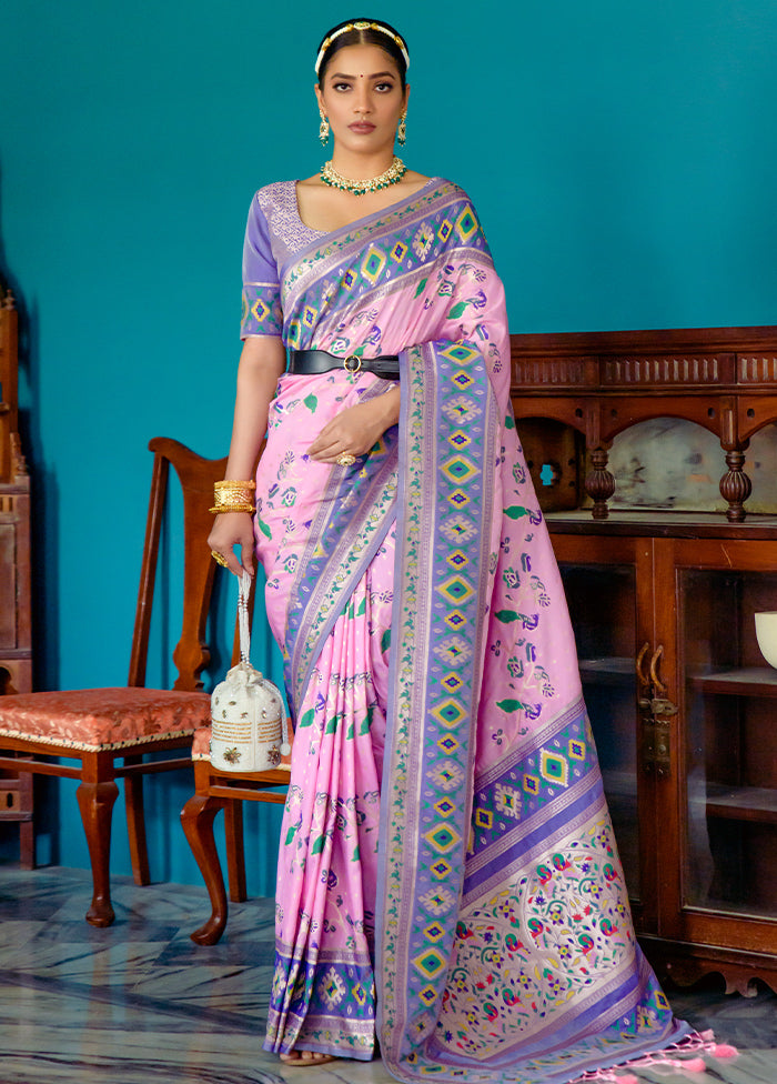 Baby Pink Dupion Silk Saree With Blouse Piece