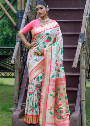 White Dupion Silk Saree With Blouse Piece