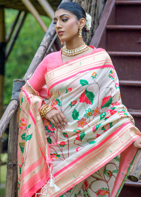 White Dupion Silk Saree With Blouse Piece