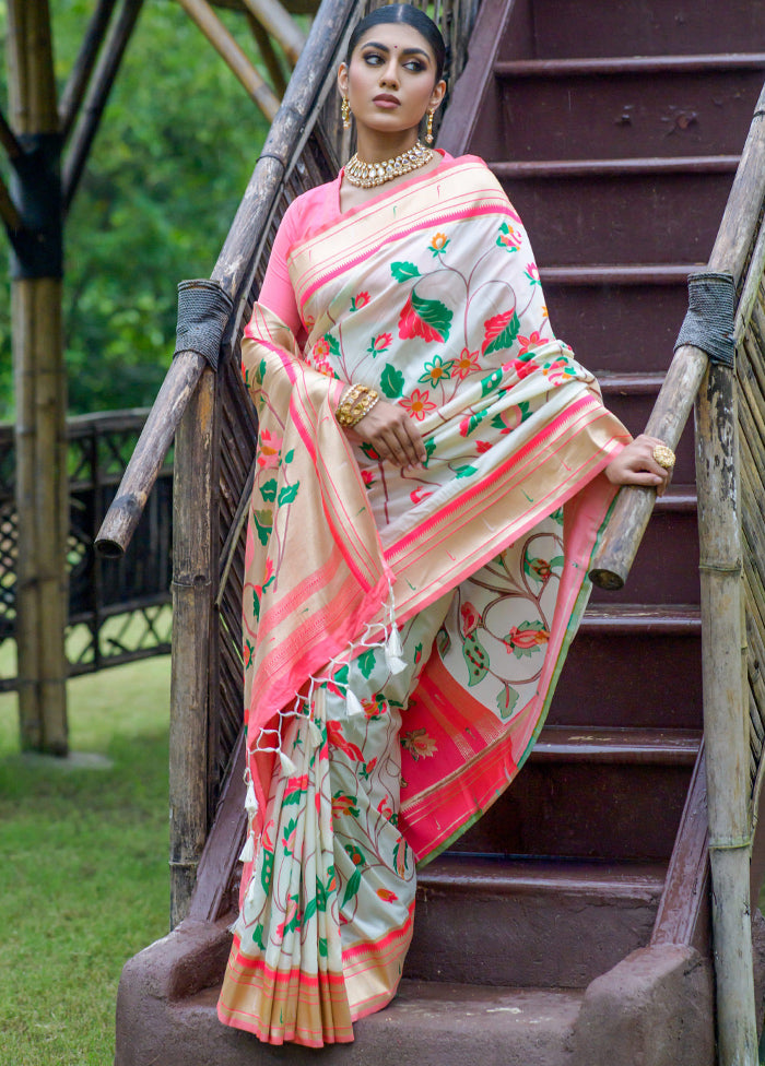 White Dupion Silk Saree With Blouse Piece