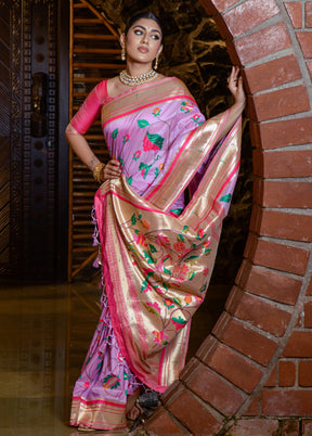 Purple Dupion Silk Saree With Blouse Piece